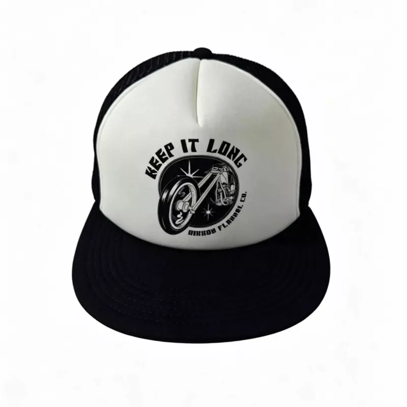 Flat brim mesh cap